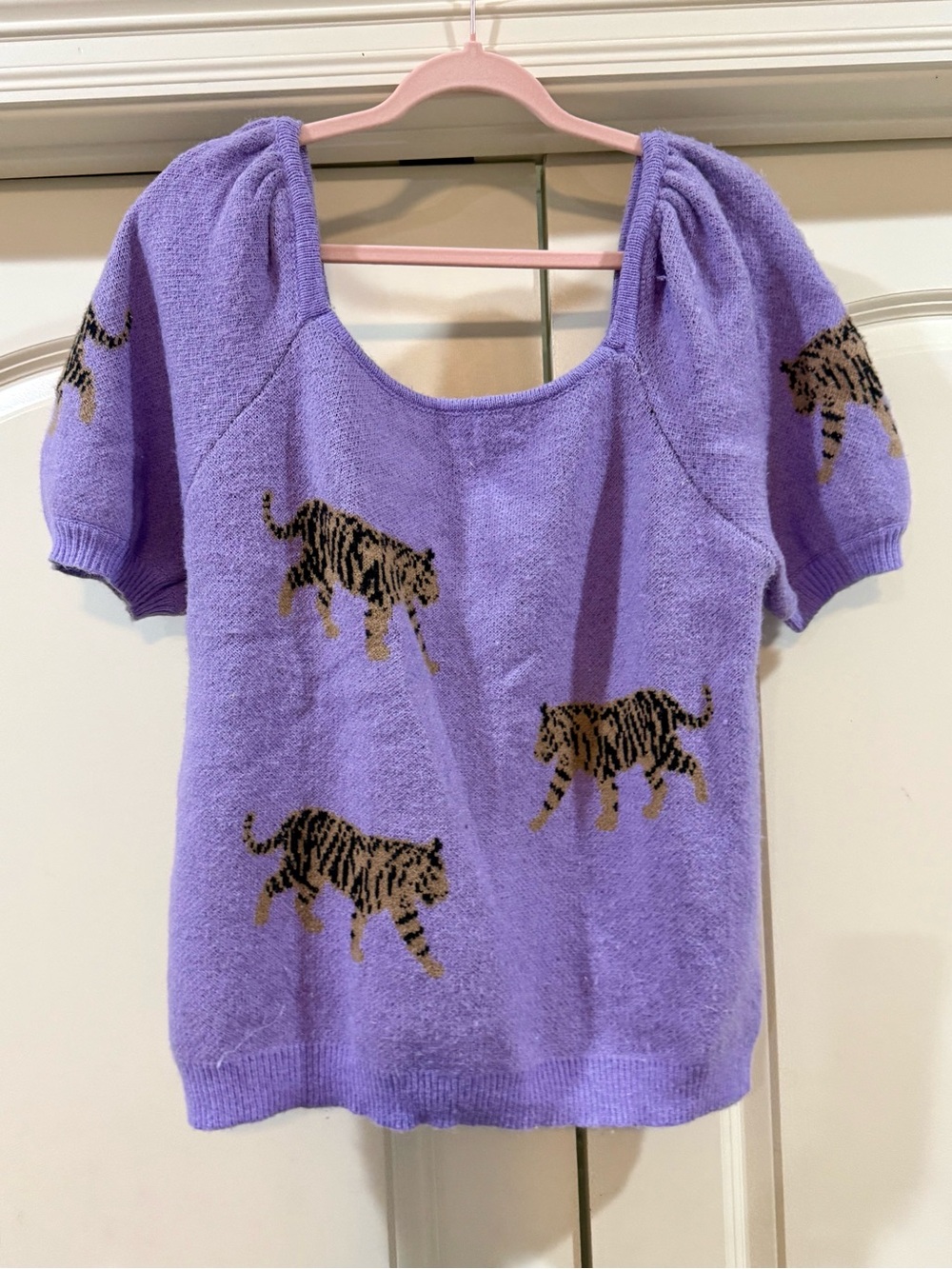 Woman’s Purple Tiger Knit Top
